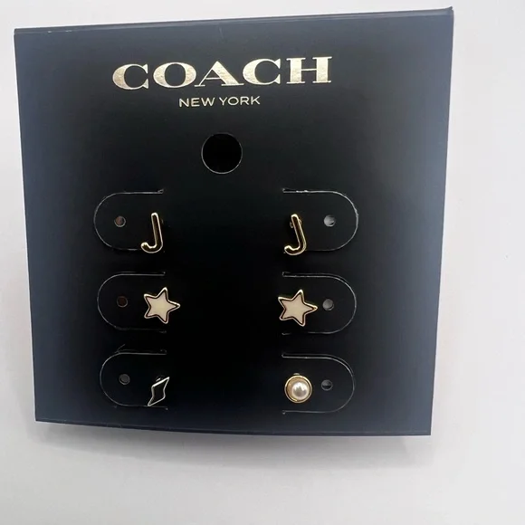NWT Coach J Initial Stud Earrings Set - Picture 13 of 15